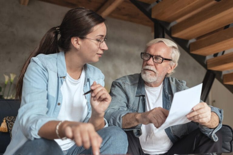Money management volunteer visits adult single man and helps him with online payments